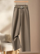 Female Formal Straight Suit Pants Women Office High Waist Wide Leg Pantalones With Belt Spring Fall Korean Casual Loose Calca