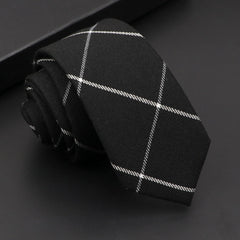 Classic Mens Solid Cotton Handmade 6cm Ties Striped Narrow Collar Slim Necktie Black Red Blue Formal Business Wedding Tie Gift