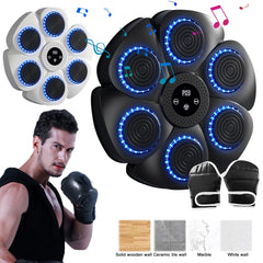 Music Boxing Machine Music Boxing Puncher Wall Mounted Boxing Training Punching Equipment RGB Light with Gloves for Home Workout