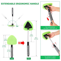 Telescopic Car Window Windshield Cleaning Brush Set Microfiber Window Glass Cleaner Car Window Cleaner Scraping Mist Eliminator