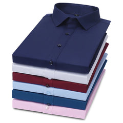 Men's new short sleeve shirt bamboo fiber casual non-ironing spring and summer shirt top high quality slim dress