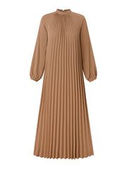 ZANZEA Autumn Pleated Sundress Fashion Women Long Lantern Sleeve Muslim Dress Abaya Islamic Maxi Robe Dubai Hijab Dresses Kaftan