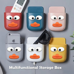 Cute Wall Mounted Storage Box Mobile Phone Plug Holder Stand Rack Remote Control Storage Organizer Case For Air Conditioner TV