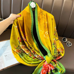 Popular 180X90CM Model Silk Scarf Summer Women Sunscreen Scarves Couple Style 2023 Design Shawls Luxury Fashion For Gift Bandana