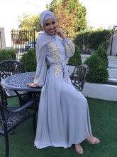 Middle East Dubai Saudi Lace Bead Loose Long Dress Women's Arabic Robe