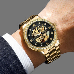 Men's fully automatic mechanical watch, luxury sports stainless steel hollow mechanical, you men's watch, fashionable clock