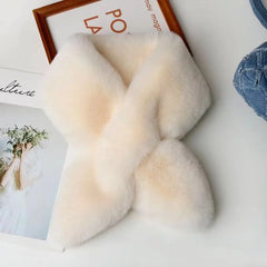 Winter New Fox Hair Scarf For Women Imitation Fur Collar Winter Versatile Thickened Warm Scarf Short Woolen Cross Neckerchief
