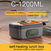 Wireless Electric Lunch Box 1600ML Capacity Heating 6Speed Constant Temperature Outdoor Lunch Box 304 Food-Grade Stainless Steel