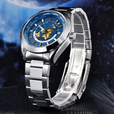 World time GMT Zone Map Men's Watches Automatic Watch For Men Mechanical Waterproof Wristwatch