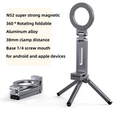 Mini Tripod Foldable Magnetic Phone Holder, Portable Travel Stand Tripod for IPhone & Android, Suitable for Desk/Plane/Train