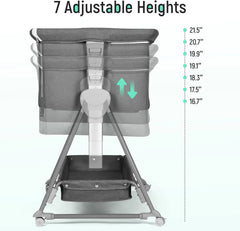 Baby Bassinet, Beside Sleeper for Baby Easy Folding Bedside Bassinet with Storage Basket and Wheels to Reduce Mom's Fatigue