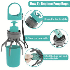 Portable Dog Pooper Scooper Outdoor Pet Waste Pick-up Cleaner Built-in Garbage Bag