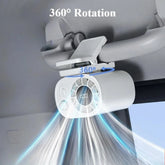Hipacool Portable Car Clip Fan 360° Rotatable 100 Speed Wind 12V USB Rechargeable Electric Fan Low Noise Mini Fan Clamp Anywhere