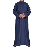 Cross-Border Polyester Men's Kaftan With Stand Collar Pocket Design Arabic Middle East Men's Wear Stock Wholesale