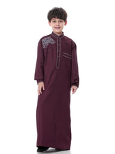 Arab Muslim Kids Boy Jubba Thobe Abaya Kimono Long Dress Caftan for Children Islamic Clothing Long Robes Dress Dubai Arab