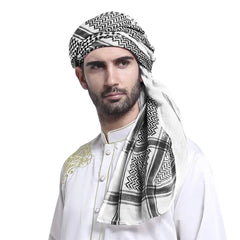 Arab Men Square Keffiyeh Muslim Hijab Shemagh Headscarf Islamic Saudi Arabic Men's Head Wrap Bandana Head Neck Scarves 140*140cm