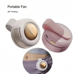 Portable Silent Fan Mini USB Rechargeable Bladeless Electric Clip-on Fan Adjustable 3-Speed Waist Fan Rotating Body Fan