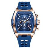 Men Luxury Silicone Sport Square Chronograph Watch Fashion Business Waterproof Quartz Wristwatch