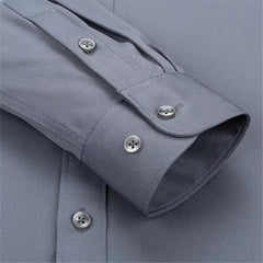 New Men's Solid Color Business Shirt Formal Classic Soft Casual Easy-care Slim Fit White Pink Long Sleeve Pocketless Social Tops