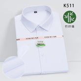 Men's new short sleeve shirt bamboo fiber casual non-ironing spring and summer shirt top high quality slim dress