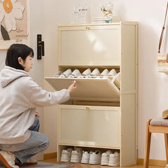Ultra-Thin Vertical Shoe Cabinet Multi-Layer Flip Cover Space-Saving Shoe Organizer with Doors for Entryway Storage