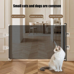 Retractable Pet Gate Dog Retractable Gate No-Drill Childproof Net Fence Cat Baffle for Indoor Staircase Patio Fireplace Deck