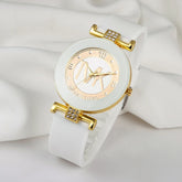 Women Fashion Quartz Watch Light Luxury Diamond Silicone Band College Girl Watches Clock