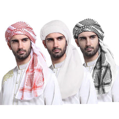 Arab Men Square Keffiyeh Muslim Hijab Shemagh Headscarf Islamic Saudi Arabic Men's Head Wrap Bandana Head Neck Scarves 140*140cm