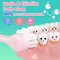 Seago Kids Electric Toothbrush Sonic Child Dolphin Colorful Observing LED 2 mins Smart Timer IPX7 Waterproof Teeth Cleaning