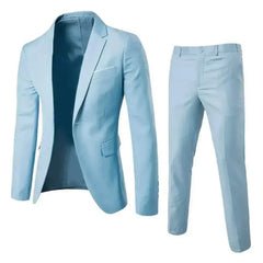 1 Set Stylish Men Suit Anti Deformation Business Suit Slim Fit One Button Pockets Suit Set Wedding Wearing