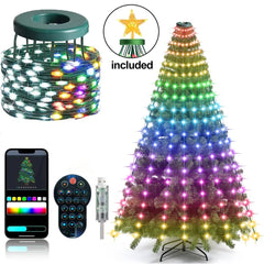 Christmas Tree Lights, RGBIC 400LED Smart Fairy String Lights with Top-Star Decor, Addressable Xmas Lights for Indoor Outdoor