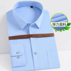 Anti-wrinkle non-ironing men's long sleeve shirt Business Casual Professional social formal solid color with pockets