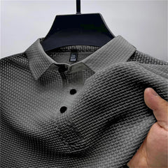 Hawaiian Men's Beach Style Fashion High-End Mesh Ice Silk Wrinkle Resistant Lightweight Breathable Button Check POLO Shirt