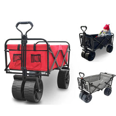 4 Wheels Portablefolding Beach Wagon 80KG Big Wheel Camping Folding Wagon Stroller Truck