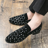 Black Spikes 2022 New Brand Mens Loafers Luxury Shoes Denim And Metal Sequins High Quality Casual Men Shoes
