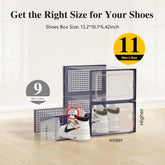 X-Large Shoe Storage Boxes Organizers Clear Plastic Stackable 12 Pack, Shoe Rack & Holder Substitute, Sneaker Containers, Blue