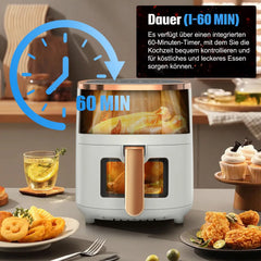 OYAJIA 1800W 6L Multi-Functional Air Fryer with Viewing Window, 8 Cooking Functions &Digital Display & Timer Function