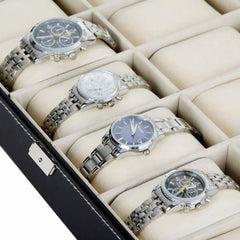 6 Grids PU Leather Luxury Watch Organize Glass Display Case Jewelry Collection Storage Holder Box For Mens and Women