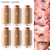 YOUNG VISION powder blusher stick, natural 6 color, matte, portable, lip and cheek pocket, rouge cream