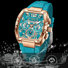 LIGE Creative Square Watch For Men Fashion Military Silicone Waterproof Quartz Man Wristwatch Outdoor Sports Date Chronograph