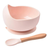 High Quality Spill-Proof Silicone Feeding Bowl Baby Dishes Kid Dinner Spoon Food Grade Silicone Baby Silicone Tableware