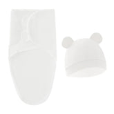 2PCS Cotton Newborn Sleepsack Baby Swaddle Blanket Wrap Hat Set Infant Adjustable New Born Sleeping Bag Muslin Blankets 0-6M