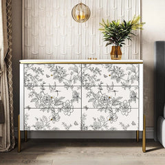 Black and white flower peeling wallpaper flower detachable self-adhesive contact wallpaper flower bird wall decoration wallpaper