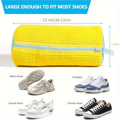 Durable Shoe Washing Machine Bag for All Shoe Types-Yellow with Blue Zipper,Ideal for Sneakers and Casual Shoes,Laundry Wash Bag