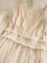 New Women Party Lace Flower Dress Gauze Lantern Sleeve Voile Long Dress Female Retro Hook Princess Dress 2 Piece Set