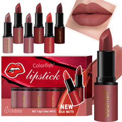 Velvet matte lipstick set, waterproof long-lasting non-stick cup nude lip gloss set 6PCS/set