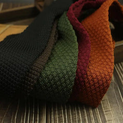 7Cm Knitted Tie Men'S Casual Versatile Women'S College Style Solid Color Dark Red Army Green Tie For Men