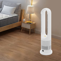 Cooling & Heating Bladeless Fan 220V W/ Timer Remote Control 8 Wind Speed Home Silent Air Conditioner Heater LED Display