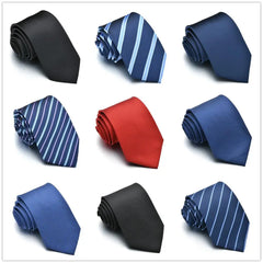 Tie for Men Slim Solid Color Shirt Necktie Polyester Narrow Cravat Royal Blue Black Red Stripe Party Formal Fashion Gift