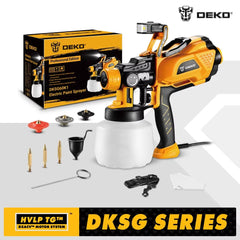 Spray Gun with LED light High Power Electric Paint Sprayer,3 Nozzle & Large capacity Easy Spraying DEKO 1200ml HVLP